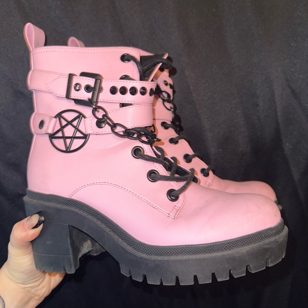 Pink Black Craft Boots